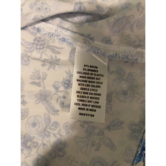 Crown & Ivy Women’s Top 2X Blue White Floral Peasant Blouse Boho Tunic Long Slee - Picture 6 of 12